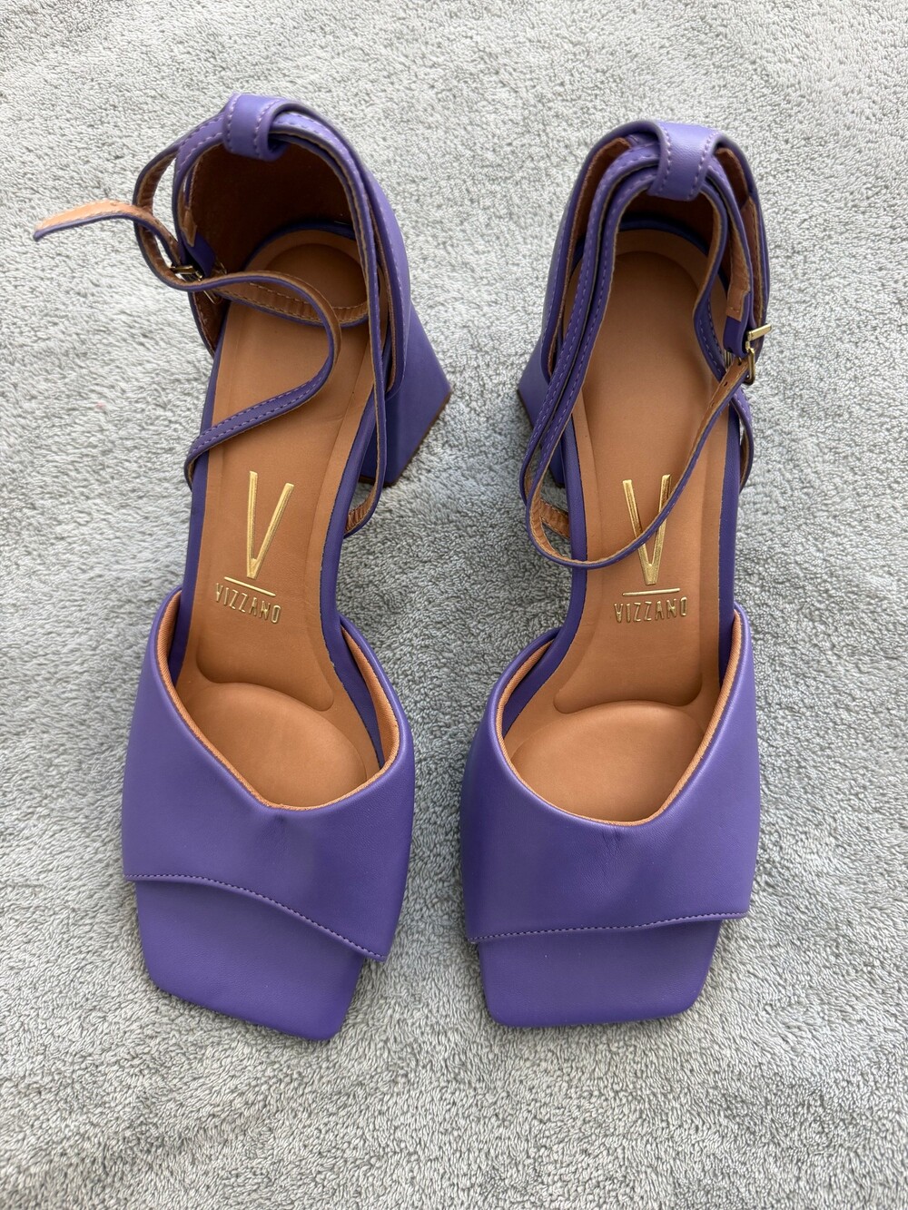 Vizzano Purple Block Heel Sandals with Ankle Strap